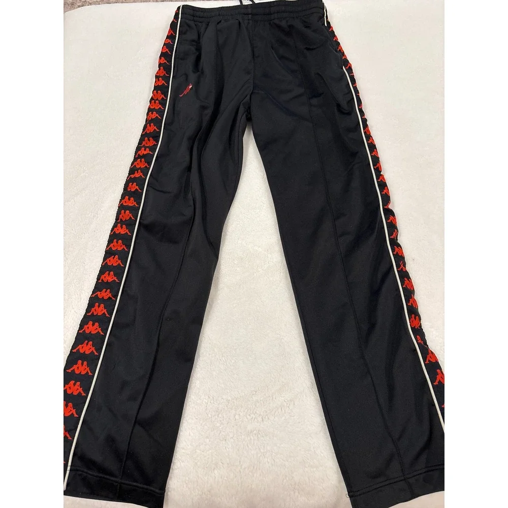 Kappa Banda Astoria Track Pants Men Large Black Red Logo Tape Joggers Sweatpants
